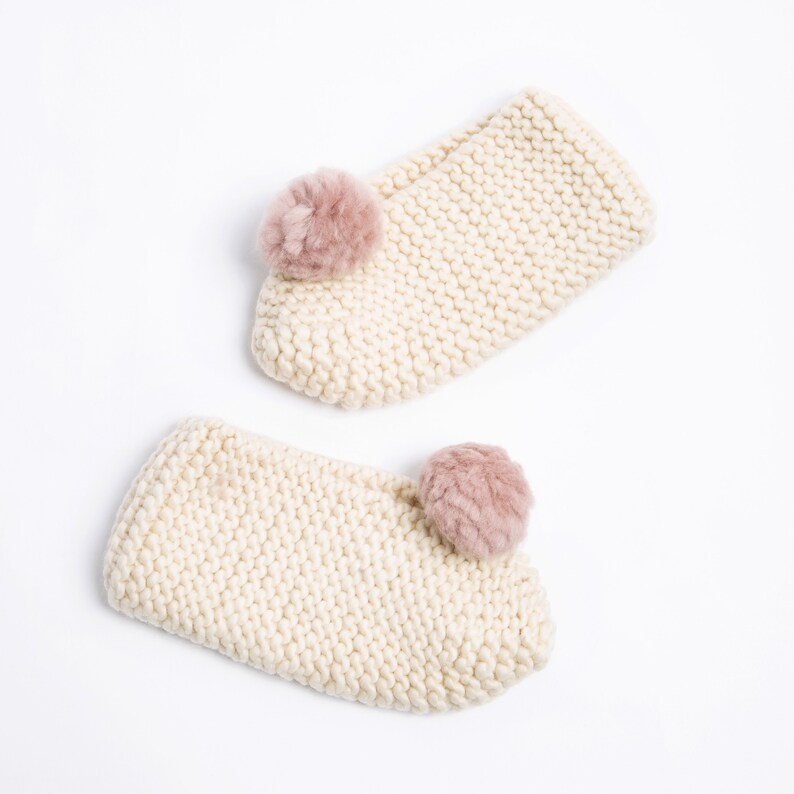 Slipper Knitting Kit. Make your own Mary Jane Slippers with a Knit Kit. Beginners knitting pattern by Wool Couture. image 4