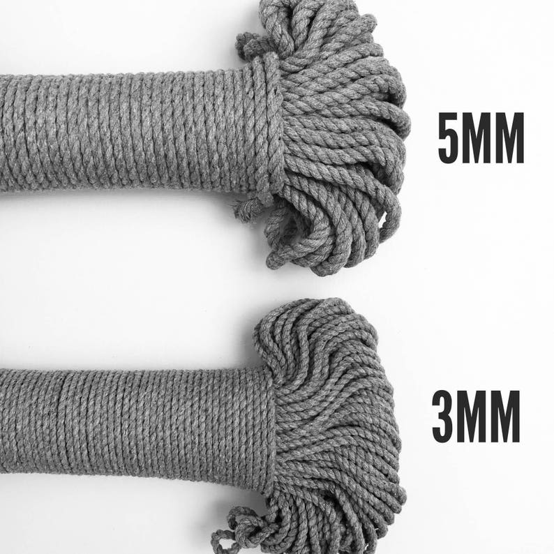 5mm Macrame Rope Grey Macrame Cord Cotton Twisted Cord - Etsy Polska