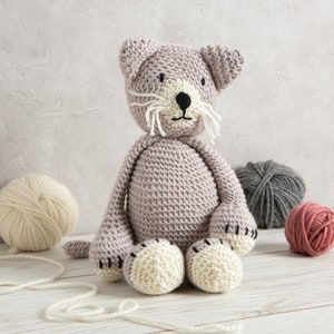 Knitting kit. Chloe the Cat Knitting Kit. Easy knitting kit for you to make at home. Presented in a beautiful gift box by Wool Couture.