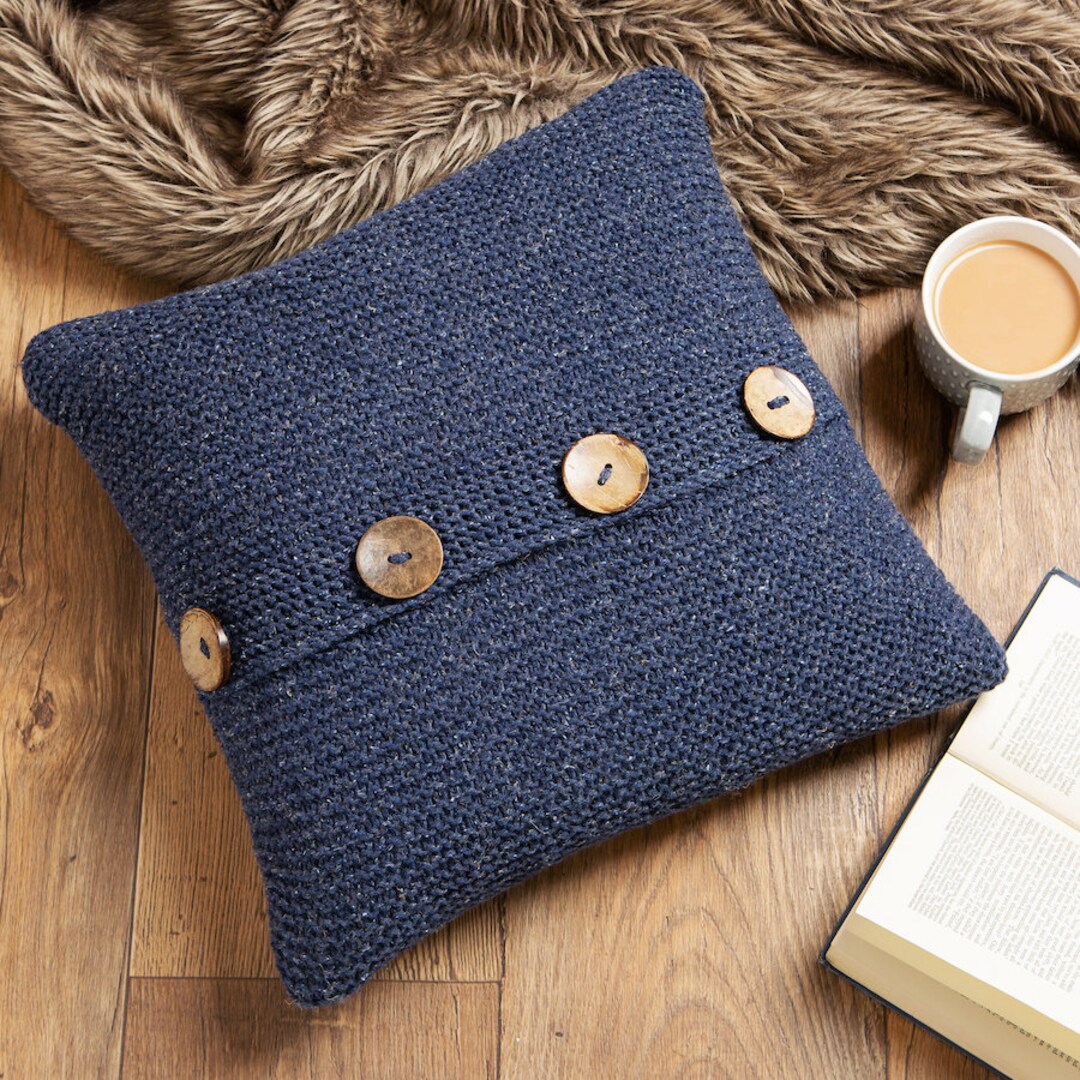 Cushion Knitting Kit. Easy Knitting Kit. Garter Stitch Cushion Knitting