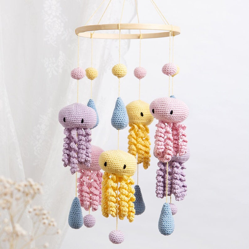 Jellyfish Baby Mobile Crochet Kit | Easy Nursery Mobile | Ocean Sea ...