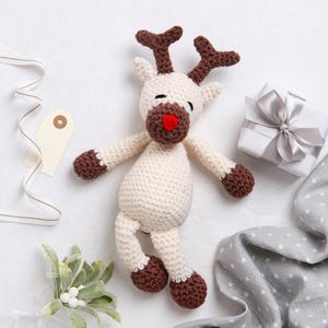 Raphael the Reindeer Amigurumi Crochet Kit. Easy Crochet Christmas Craft Kit. Reindeer Amigurumi Crochet Pattern By Wool Couture.