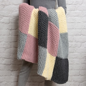 Beginners Chequered Blanket Knitting Kit Easy Beginners - Etsy UK