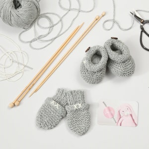 Baby knitting kit. Mittens and Booties Knitting Kit. Easy baby knit kit. Mittens knit kit. Bootie knit kit. Knitting Kit by Wool Couture