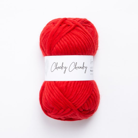 Red Super Chunky Yarn. Cheeky Chunky Yarn by Wool Couture. 100g