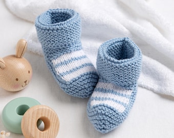 Baby Cotton Striped Booties Knitting Kit