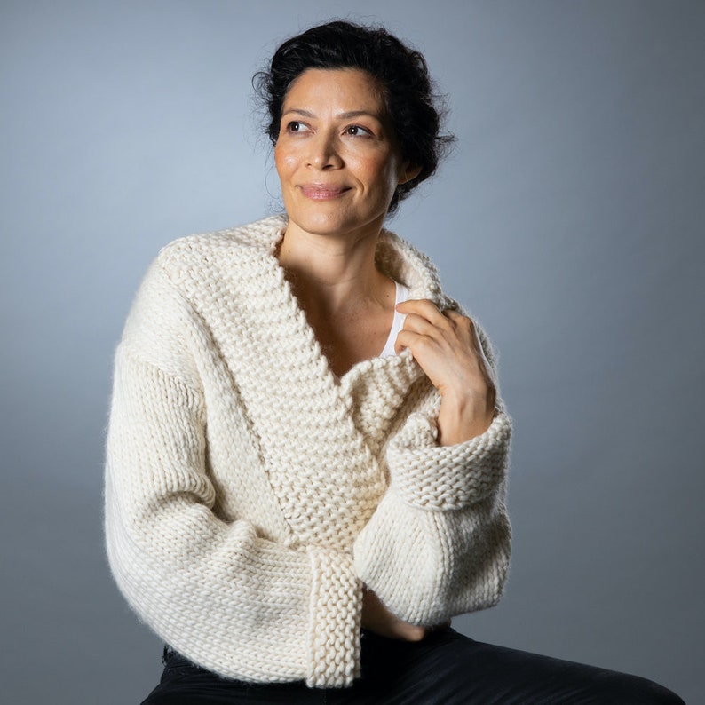 Easy Cardigan Knitting Kit. Chunky Wool Knit Beginner. Ella Cardi Knitting Pattern By Wool Couture. image 1