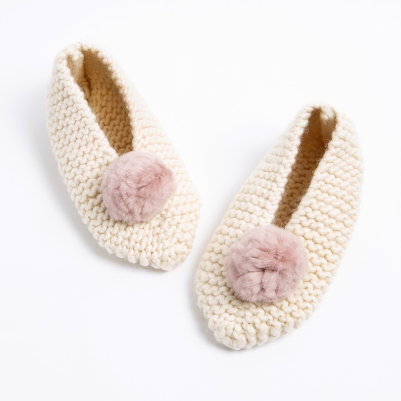 Slipper Knitting Kit. Make your own Mary Jane Slippers with a Knit Kit. Beginners knitting pattern by Wool Couture. image 3
