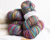 Rainbow Super Chunky Yarn. Cheeky Chunky Yarn by Wool Couture. 200g Skein Chunky Yarn in Rainbow Twist. Pure Merino Wool.