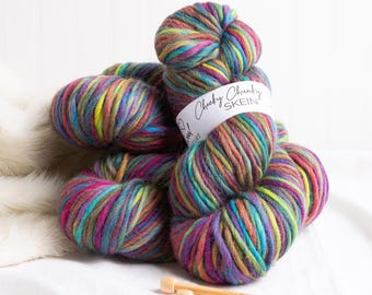 Rainbow Super Chunky Yarn. Cheeky Chunky Yarn by Wool Couture. 200g Skein Chunky Yarn in Rainbow Twist. Pure Merino Wool.