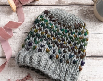 Ellie Easy Rainforest Hat Knitting Kit. Beanie Knit Kit. Rainforest Merino Yarn. Kit By Wool Couture Company