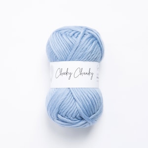 Baby Blue Super Chunky Yarn.  Cheeky Chunky Yarn by Wool Couture. 100g Ball Chunky Yarn in Baby Blue Sky.  Pure Merino Wool.