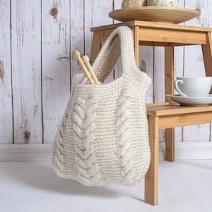 Cable Bag knitting kit. Knitted purse. Handbag craft kit. Easy knitting pattern by Wool Couture image 5