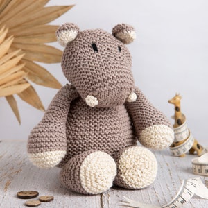 Hippo Easy Knitting Kit | Cotton Toy Sophia | Safari Nursery | Hippopotamus Pattern By Wool Couture