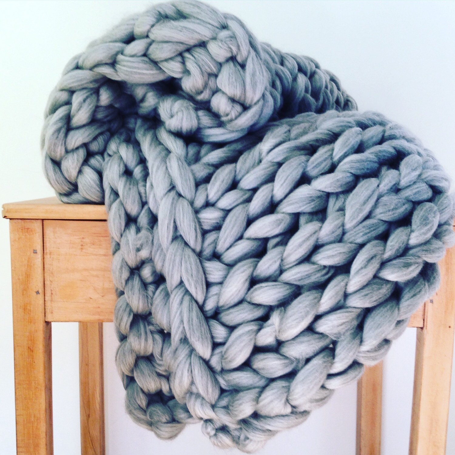 Giant Knitted Blanket. Chunky Knit Throw. Pure Wool Giant Etsy