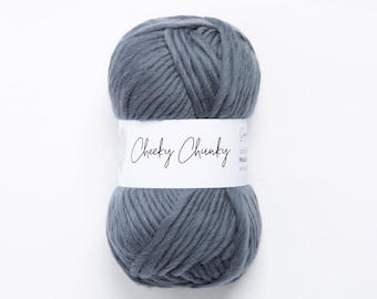 Granite Super Chunky Yarn.  Cheeky Chunky Yarn by Wool Couture. 100g Ball Chunky Yarn in Granite Grey Silver.  Pure Merino Wool.