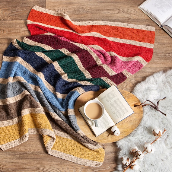 BLANKET KNITTING KIT, Simple 3 Colors Blanket Knitting Kit, Hobby