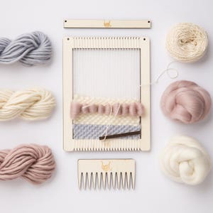 Weaving Loom Kit. Small rectangular lap loom. Learn to frame weave, tapestry. Beginners learn to weave. image 1