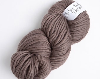 Pewter Super Chunky Yarn. Cheeky Chunky Yarn by Wool Couture. 200g Skein Chunky Yarn in Pewter Brown. Pure Merino Wool.