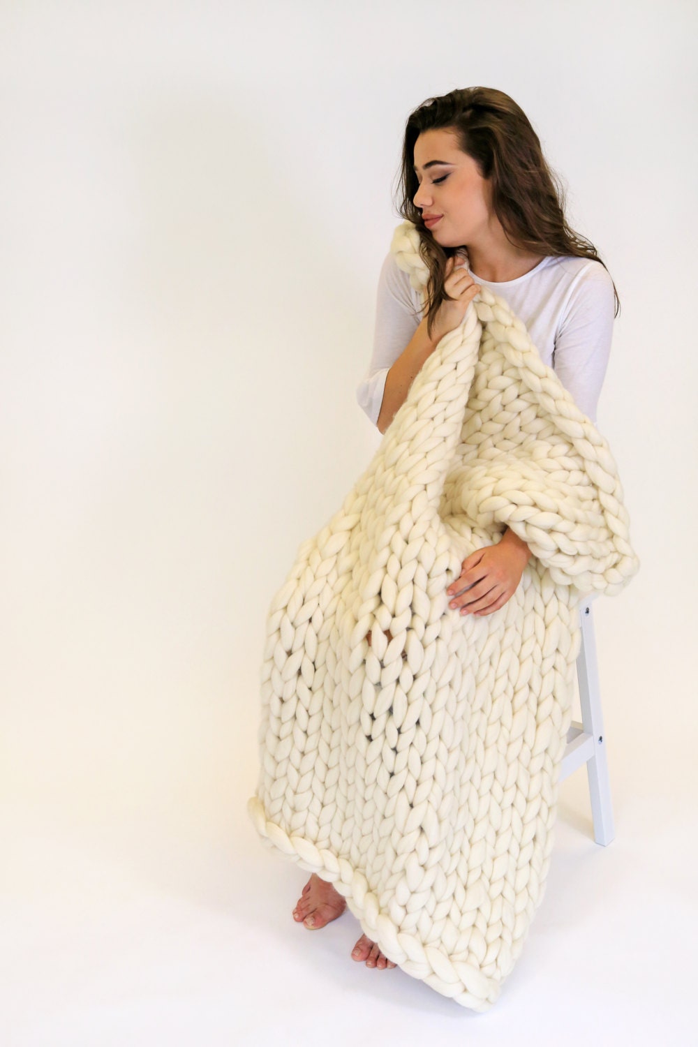 Blanket KNITTING KIT. Giant afghan. 40mm Knitting needles. Etsy