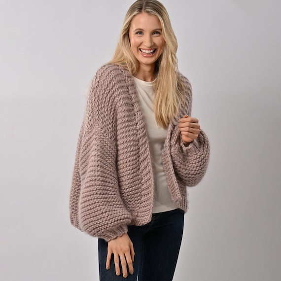 Bomber Cardigan knitting kit. Easy 