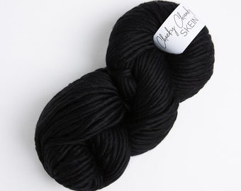 Black Super Chunky Yarn. Cheeky Chunky Yarn by Wool Couture. 200g Skein Chunky Yarn in Black. Pure Merino Wool.