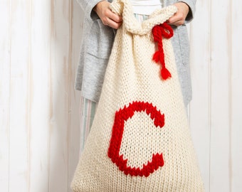 Christmas Sack Knitting Kit. Christmas Knitting Kit. Easy Knitting Kit. Pattern by Wool Couture