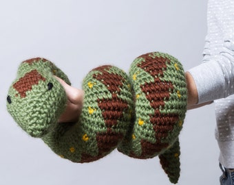 Giant Snake Crochet Kit. Sylvia Snake Amigurumi Super Chunky Crochet Kit. Intermediate crochet pattern by Wool Couture