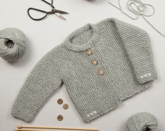 Baby knitting kit. Lilly Cardi Knit Kit. Knitting kit for babies and toddler 0 - 24months. Easy knit kit by Wool Couture