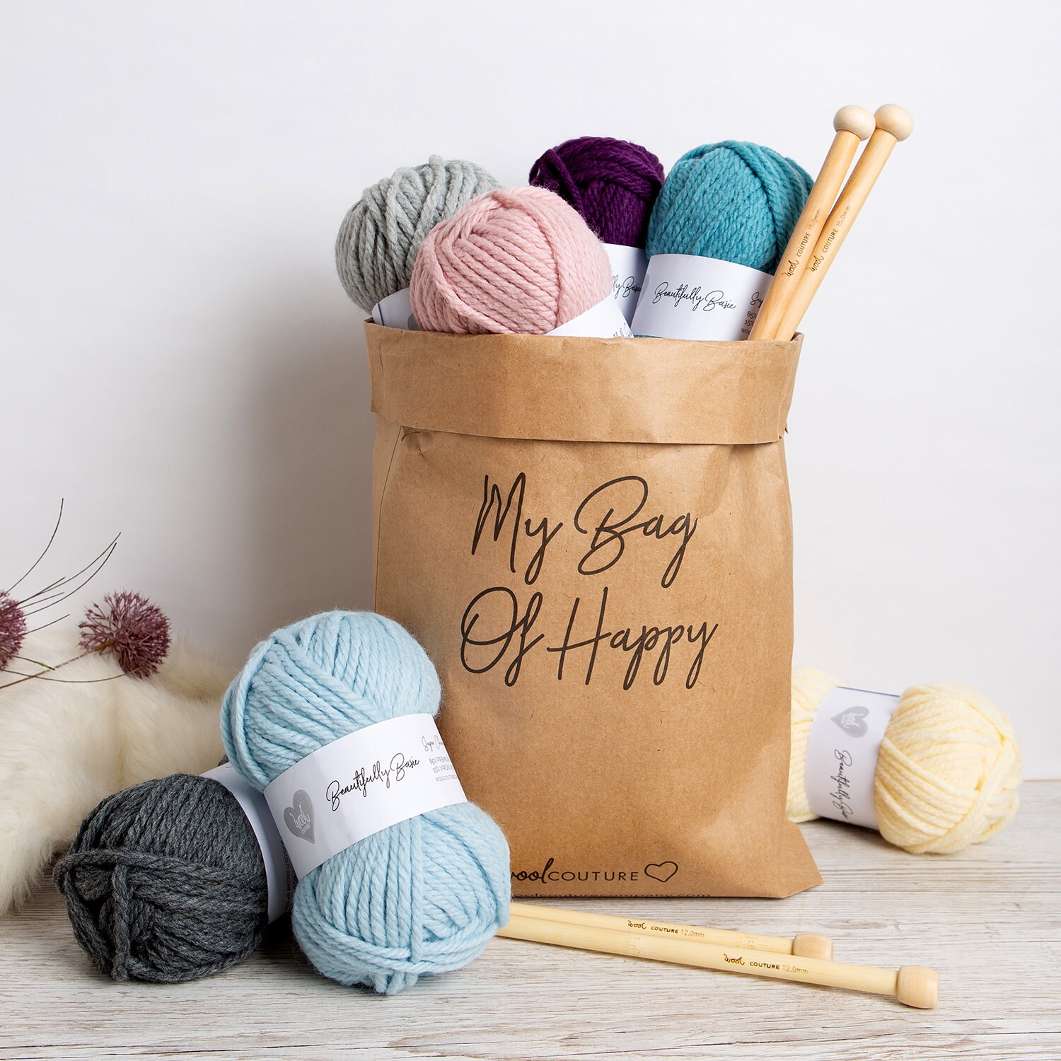 Kit Tricot écharpe De Poche - Fil Lion Brand Coloré + Aiguilles - Neuf Inutilisé - Apprentissage