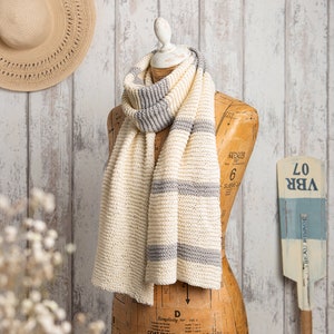 Easy Peasy Scarf Knitting Kit | Cotton Beginners Striped Learn To Knit Scarf | Wool Couture