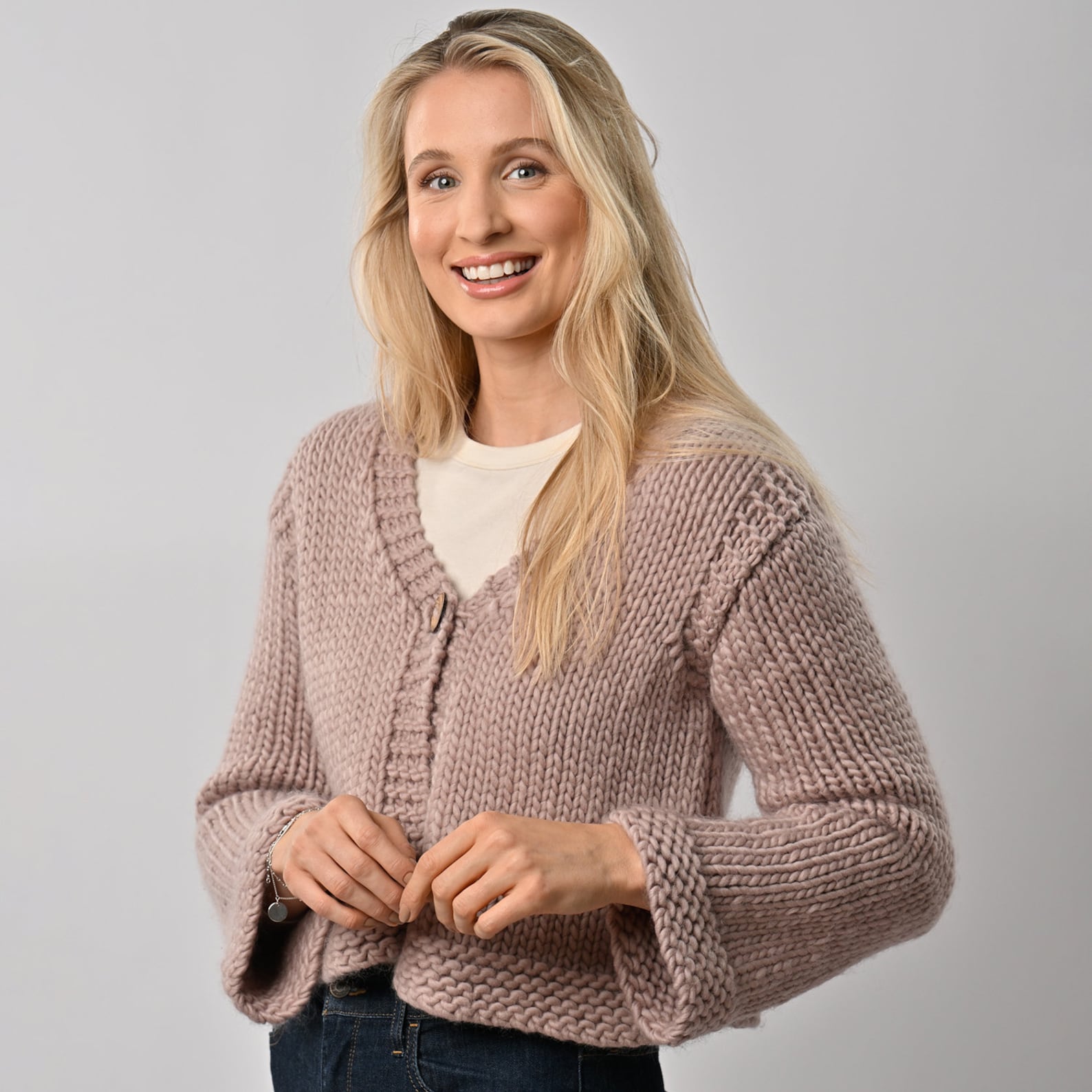 Cardigan Knitting Kit. Easy Cropped Cardi Knit Kit. Easy Etsy UK