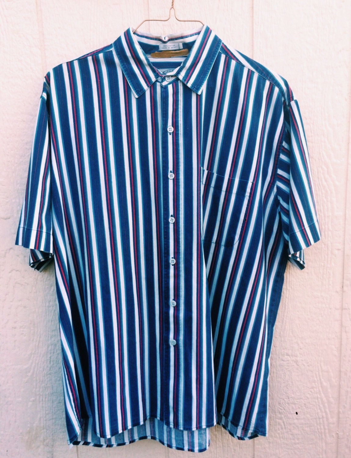 90's Nautical Striped Button Down Shirt