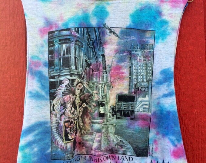 Vintage Tie Dyed “Stranger In His Own Land" Upcycled Crop Top
