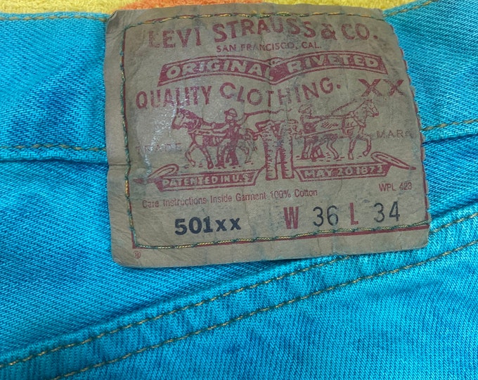 Vintage Hand-Dyed Seafoam Green Levi Strauss Denim Cut Off Shorts