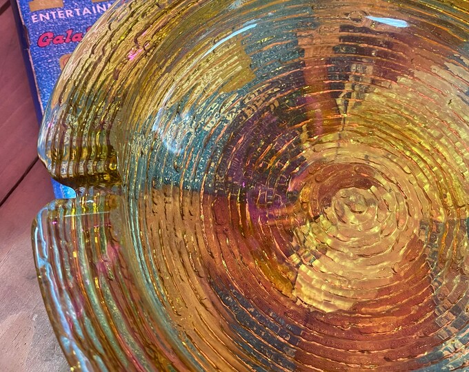Vintage 70’s Large Gold Glass Ash Tray