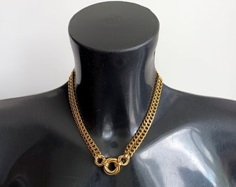 Cadena pequeña de oro / Gargantilla de doble cadena en capas / Collar de doble cadena con colgante de Mobius