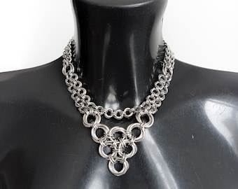 Hybrid Chain | Chunky chain | Statement Jewellery | Big Mobius 'O' ring choker | Double Curb Chain Necklace