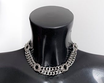 Cadena híbrida / Cadena gruesa / Cadena de doble capa / Cadena punk gótica gruesa para motociclista