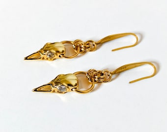 Pendientes de calavera de cuervo / Pendientes colgantes