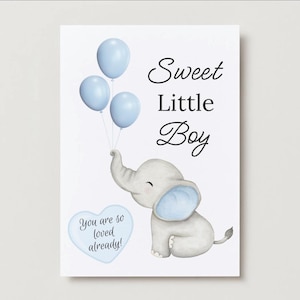 Baby Boy Elephant Card | Printable Shower Gift (PDF Download)