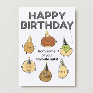 Tarjeta de cumpleaños divertida / De parte de todos / Imprimible y lista para imprimir en PDF / Descarga instantánea / Tarjeta de cumpleaños con un toque de humor / Tarjeta para amantes de los frutos secos