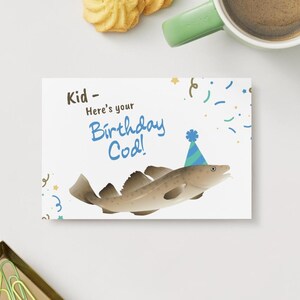 Tarjeta de cumpleaños para niños / Tarjeta divertida con jerga de Boston / Imprimible y lista para imprimir en PDF / Descarga instantánea / Bacalao de cumpleaños con un divertido mensaje / Tarjeta de pesca
