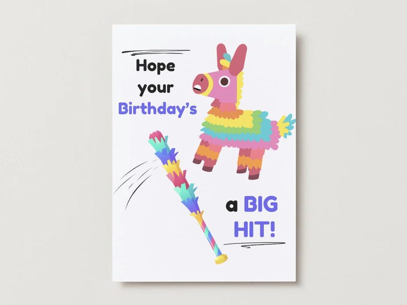Pinata Text Funny Piñata Birthday Card: Mexican Theme (printable PDF Download) - Etsy