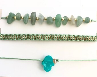 Hamsa Bracelet,Turquoise Boho Bracelet,Beaded Bracelet,Jade Stone Bracelet,Layering Bracelet,Multicolor Stackable Bracelet,Summer Bracelet