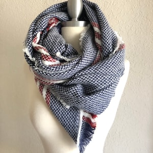 Long Oversized Scarf,Blanket Scarf,Plaid Scarf,Warm Woman Scarf,Chunky Scarf,Knit Scarf Wrap Shawl,Winter Autumn Scarf,Stripped Scarf