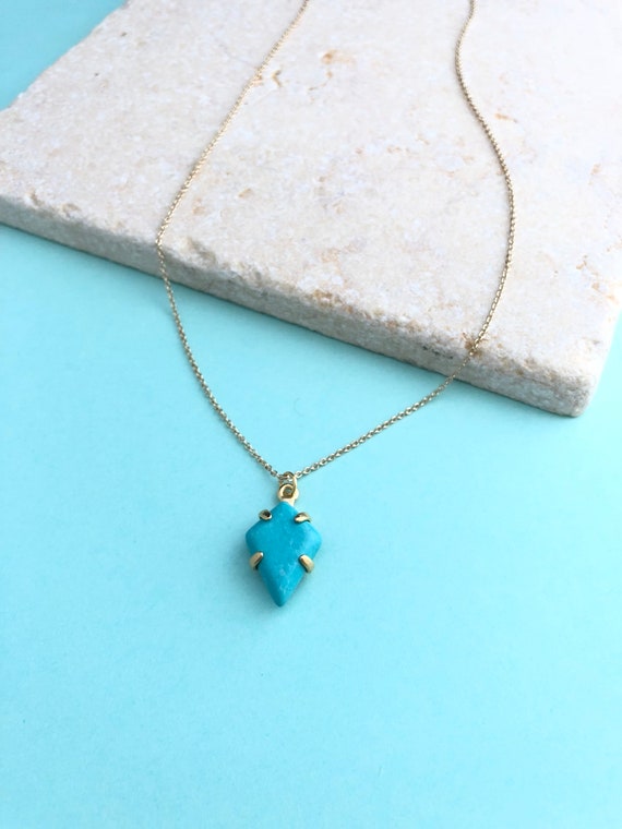 Turquoise Arrow Necklace,Gold Boho Necklace,Marble Stone Necklace,Geometric Arrowhead,Bohemian Accessories,Bridesmaid Gift,Birthday Gift