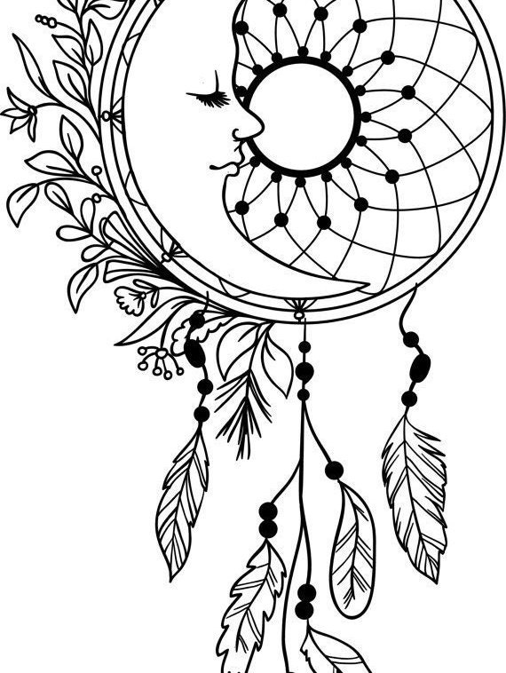 Download Moon Dream Catcher SVG PNG JPG Boho Dream Catcher Indian ...
