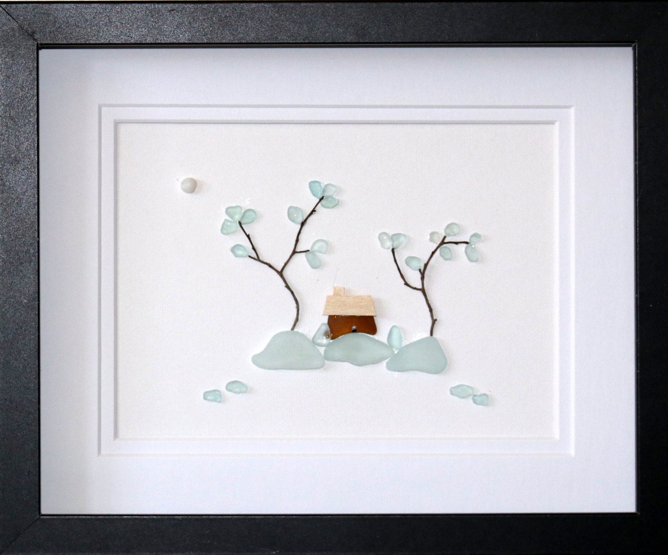 House Sea Glass Wall Art Decorblue Sea Glass Art Etsy UK