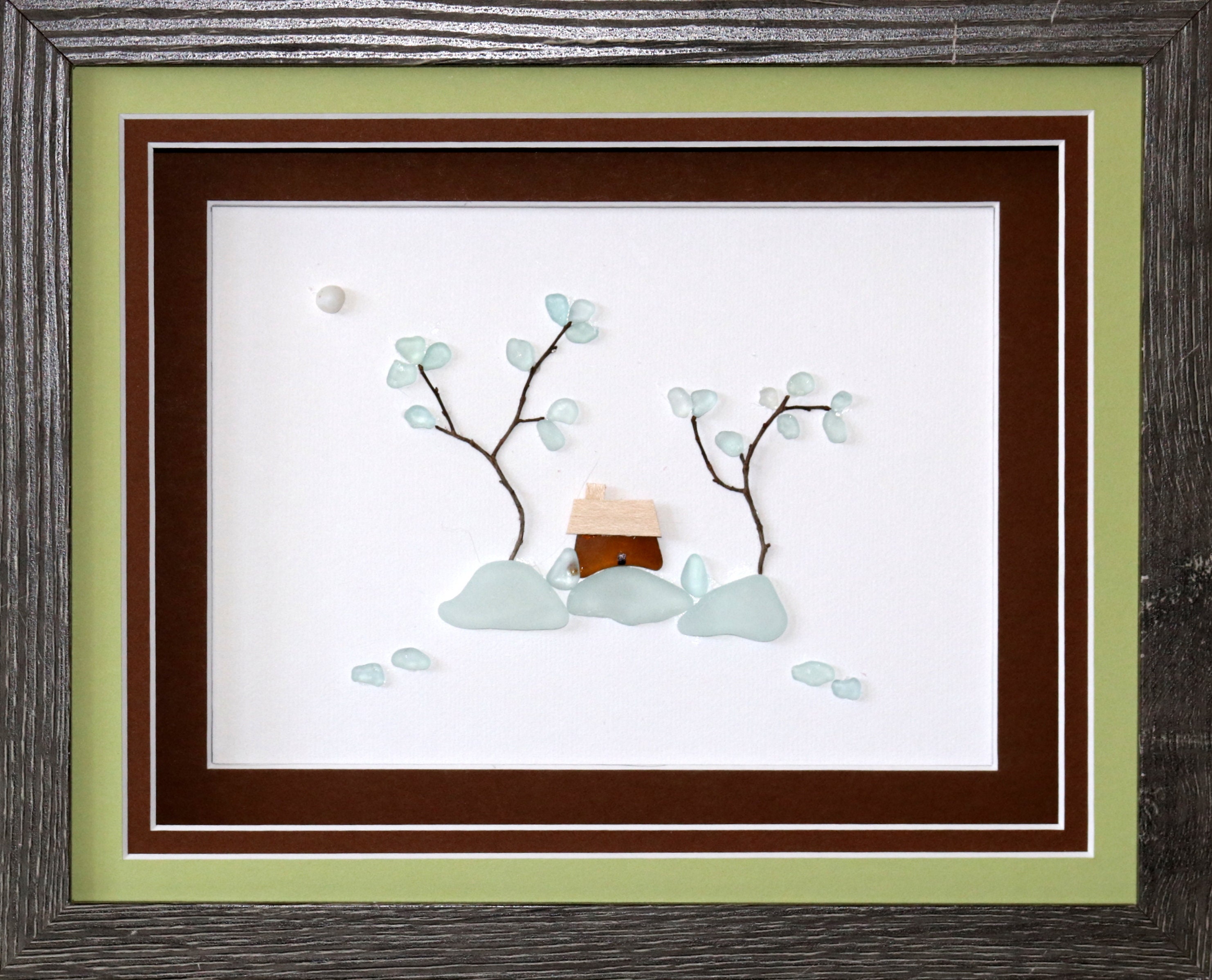 House Sea Glass Wall Art Decorblue Sea Glass Art Etsy UK